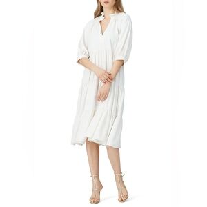 Amanda Uprichard Saffron Midi Crepe Shift Dress in Ivory Off-white Size XL